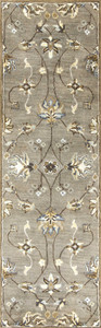 7' Grey Hand Tufted Wool Traditional Floral Indoor Area Rug