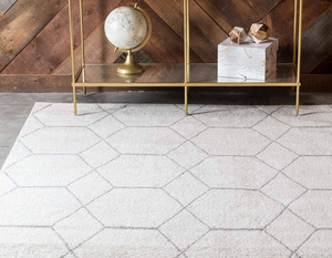 5x8 Feet Ivory Grey Geometric Trellis Modern Area Rug