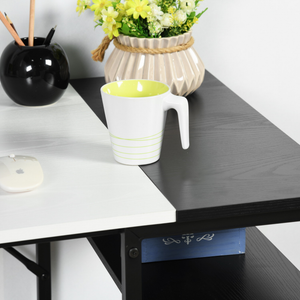 47" Black and White Wood and Metal H-Shape Computer Desk