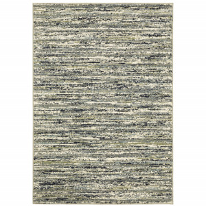 Homeroots Home Decor 10' x 13' Abstract Power Loom Stain Resistant Area Rug, Blue Green Light Blue Grey and Ivory