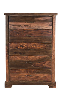 36" Dark Brown Solid Wood Five Drawer Chest