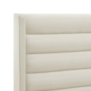 Cream Velvet Upholstered Full Bed Frame