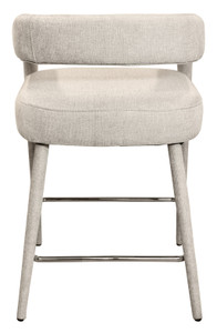 25" Ivory Metal and Fabric Low Back Counter Height Bar Chair