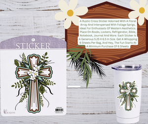 Sticker Floral Cross Joshua 24:15