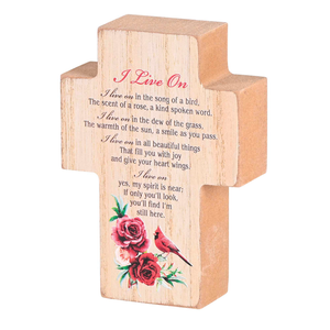 Tabletop Plaque Cross Cardinal I Live