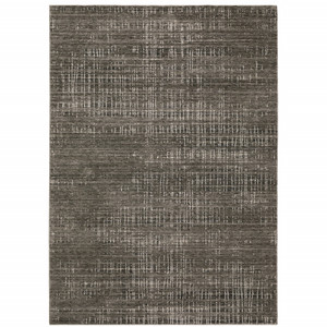Homeroots Home Decor 6' X 9' Charcoal Grey Grey Ivory Tan And Brown Abstract Power Loom Stain Resistant Area Rug