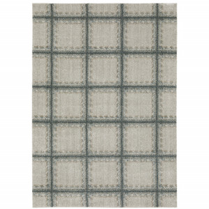 Homeroots Home Decor Abstract Power Loom Stain Resistant Area Rug Grey and Teal Blue 10' x 13'