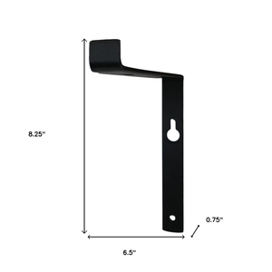 7" Set Of Two Black Metal Wall Mounted Shelf Brackets