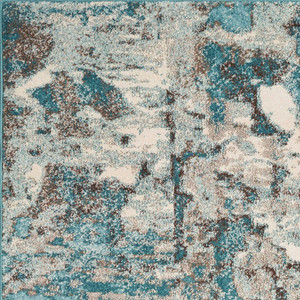 7' x 9' Ivory or Teal Abstract Design Indoor Area Rug