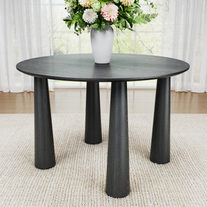 67" Black Solid Wood Oval Dining Table