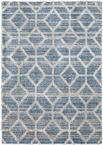 Homeroots Home Decor 9' x 12' Blue and Ivory Geometric Power Loom Stain Resistant Area Rug