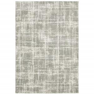8' X 11' Grey And Ivory Abstract Shag Power Loom Stain Resistant Area Rug - 606114622697
