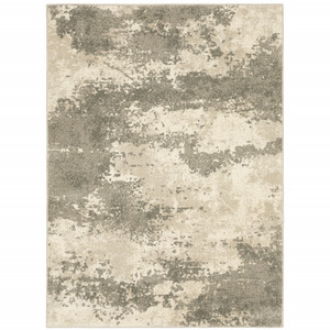 5' X 7' Beige And Grey Abstract Power Loom Stain Resistant Area Rug - 606114599159