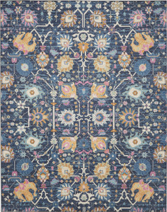 Homeroots Home Decor Navy Blue Floral Buds Area Rug, Navy Blue, 8' x 10'