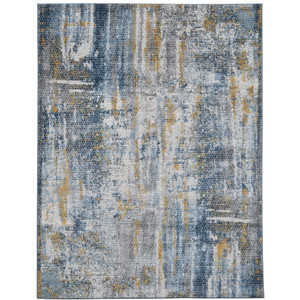 9' X 12' Ivory Blue And Gold Abstract Area Rug - 606114146070 9' X 12' Ivory Blue And Gold Abstract Area Rug - 606114146070