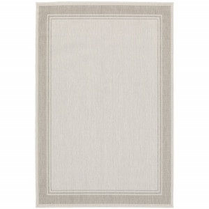 7’x9’ Ivory and Gray Bordered Indoor Outdoor Area Rug - 4512822874524