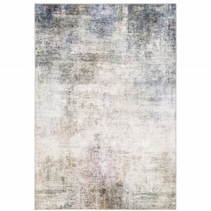 Homeroots Home Decor 5' X 7' Beige Blue Grey Green Brown And Purple Abstract Power Loom Stain Resistant Area Rug