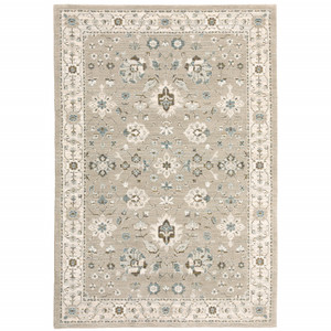 Homeroots Home Decor 3' X 5' Oriental Area Rug, Beige, Ivory, Blue, Green and Purple, Power Loom Stain Resistant