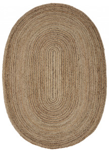 Homeroots Home Decor 9' Brown Oval Shaped Jute Area Rug