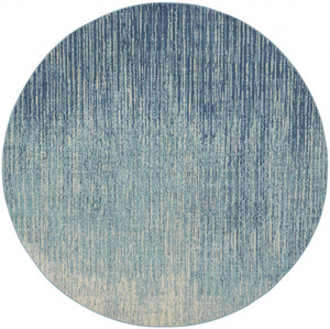 8’ Round Navy and Light Blue Abstract Area Rug - 4512822816647