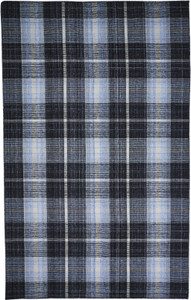 Homeroots Home Decor 5' x 8' Black, Blue and White Abstract Hand Woven Stain Resistant Area Rug