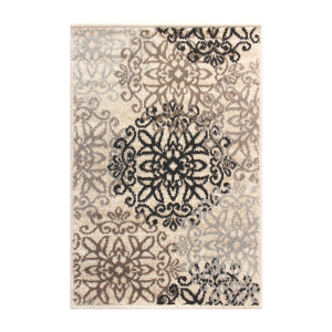 Homeroots Home Decor 9' x 12' Medallion Power Loom Stain Resistant Area Rug, Beige