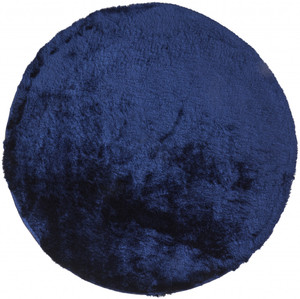 8' Blue And Black Round Shag Tufted Handmade Area Rug - 606114088387 8' Blue And Black Round Shag Tufted Handmade Area Rug - 606114088387