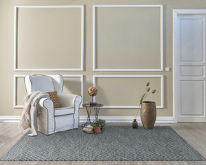 Homeroots Home Decor Hand Tufted Space Dyed Geometric Indoor Area Rug, Denim Blue, 5'x7'