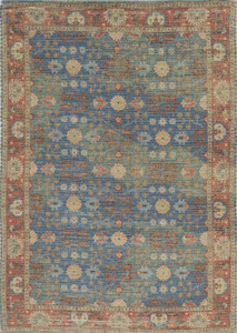 Homeroots Home Decor 5'x7' Blue Red Hand Woven Floral Traditional Indoor Area Rug, Blue/Red, Hand-Woven
