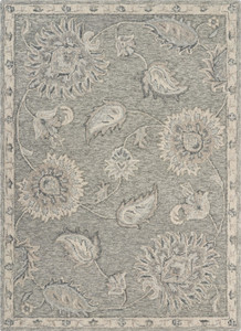 Homeroots Home Decor 5' x 7' Light Gray Floral Area Rug