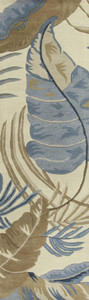2' x 8' Ivory or Blue Leaves Wool Runner Rug - 4512822803616 2' x 8' Ivory or Blue Leaves Wool Runner Rug - 4512822803616