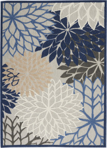 6’ x 9’ Blue Large Floral Indoor Outdoor Area Rug - 4512822808949
