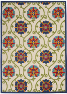 7’ x 10’ Blue Vines Indoor Outdoor Area Rug - 4512822812342