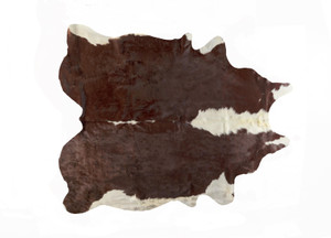 Homeroots Home Decor Brown and White Natural Cowhide Area Rug, Brown and White, 6 x 7 Inch