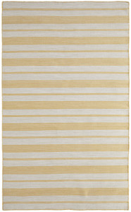 5' X 8' Yellow And Ivory Striped Dhurrie Hand Woven Stain Resistant Area Rug - 606114110231