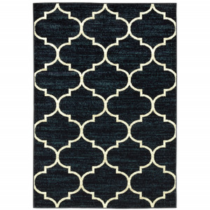 Homeroots Home Decor 10' x 13' Abstract Power Loom Stain Resistant Area Rug, Grey Blue Ivory Brown Beige and Navy