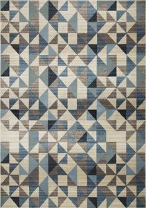 5’ x 8’ Blue Beige Nested Diamonds Modern Area Rug - 606114608462 5’ x 8’ Blue Beige Nested Diamonds Modern Area Rug - 606114608462
