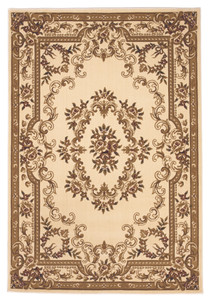 Homeroots 8'x11' Home Decor Ivory Machine Woven Hand Carved Floral Medallion Indoor Area Rug