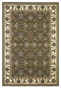 Homeroots Home Decor 7' Octagon Green or Ivory Floral Vines Bordered Indoor Area Rug, Green/Ivory, Octagon