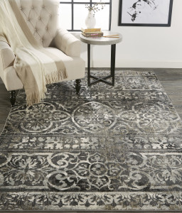 7' X 10' Gray Ivory And Taupe Abstract Stain Resistant Area Rug - 606114113546
