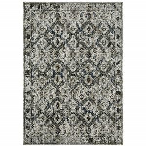 4' X 6' Ivory Charcoal Grey Blue Rust Gold And Brown Oriental Power Loom Stain Resistant Area Rug - 606114601234 4' X 6' Ivory Charcoal Grey Blue Rust Gold And Brown Oriental Power Loom Stain Resistant Area Rug - 606114601234
