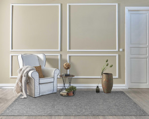 5' x 7' Grey Floral Vines Wool Indoor Area Rug - 4512822925165