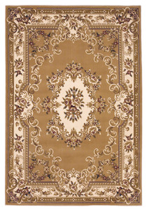 Homeroots Home Decor 5'x8' Beige Ivory Area Rug, Machine Woven, Hand Carved