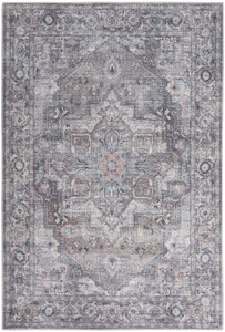 6' X 9' Grey Medallion Distressed Washable Area Rug - 606114568780