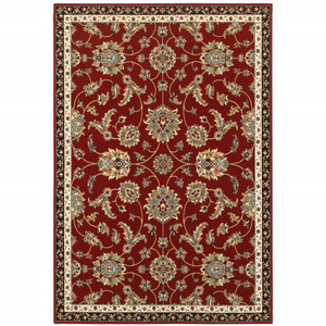 Homeroots Home Decor 6' x 9' Oriental Power Loom Stain Resistant Area Rug, Multi-Color (Red, Black, Blue, Ivory, Green, Salmon)