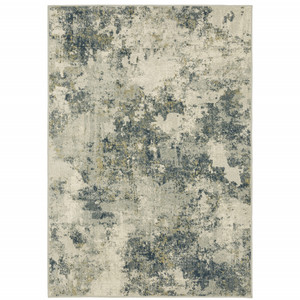 Homeroots Home Decor 8' X 11' Oriental Area Rug, Grey Beige and Teal, Power Loom Stain Resistant