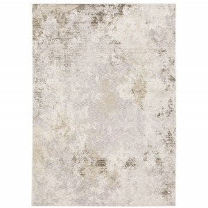 3' X 5' Beige Ivory Tan Grey And Brown Abstract Power Loom Stain Resistant Area Rug - 606114608073