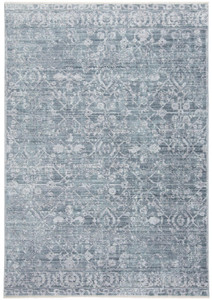 4' X 6' Blue Gray And Silver Abstract Distressed Area Rug With Fringe - 606114112877 4' X 6' Blue Gray And Silver Abstract Distressed Area Rug With Fringe - 606114112877
