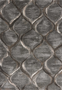 Homeroots Home Decor 5'x8' Charcoal Grey Machine Woven Ogee Indoor Area Rug, Charcoal Grey, Machine Woven