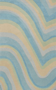 Homeroots Home Decor 5'x8' Ocean Blue Beige Hand Tufted Abstract Waves Indoor Area Rug